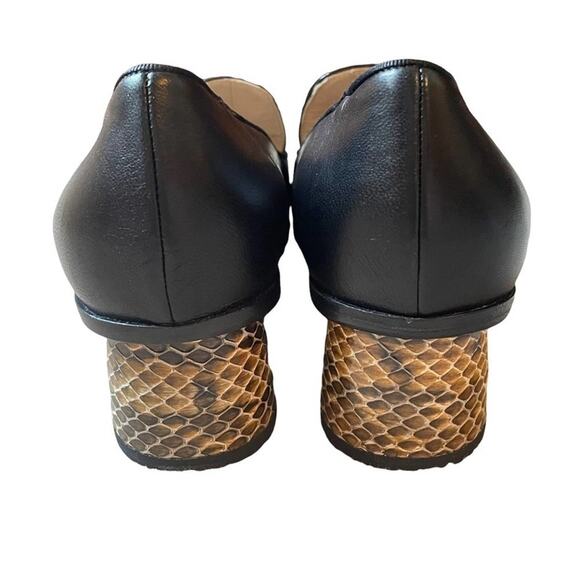 Lafayette 148 Lucia Black Leather Faux Snakeskin Chunky Heel Loafer Size 7 NWT - Picture 4 of 7